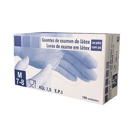 Package of 100 latex gloves