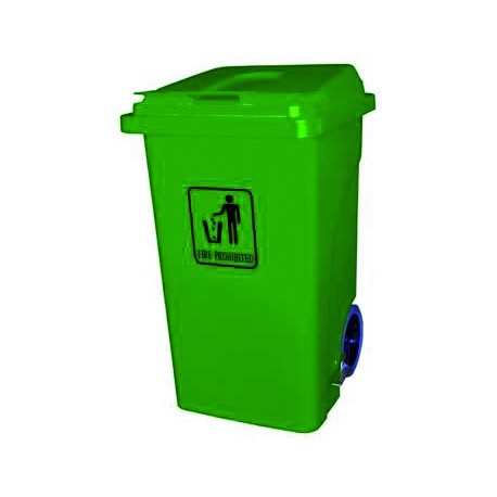 100-litre trash bin with wheels, lid, and pedal