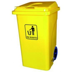 100-litre trash bin with wheels, lid, and pedal