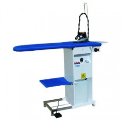 Ironing board with iron, temperature, and suction