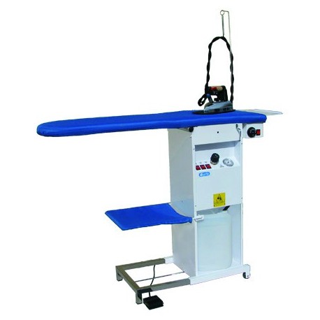 Ironing board with iron, temperature, and suction
